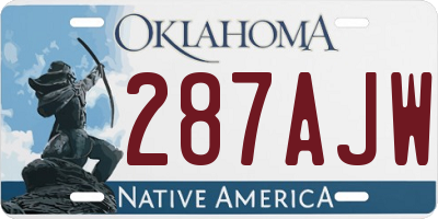 OK license plate 287AJW