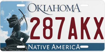 OK license plate 287AKX