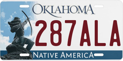 OK license plate 287ALA