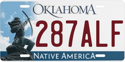 OK license plate 287ALF