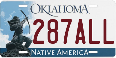 OK license plate 287ALL