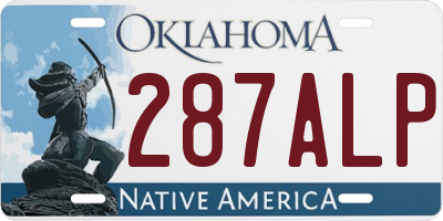 OK license plate 287ALP
