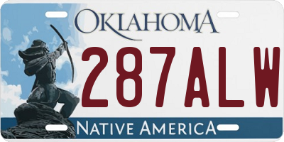 OK license plate 287ALW