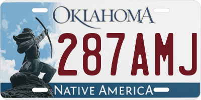 OK license plate 287AMJ