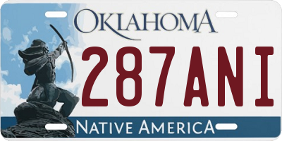 OK license plate 287ANI
