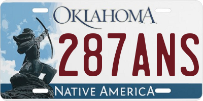 OK license plate 287ANS