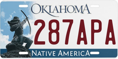 OK license plate 287APA