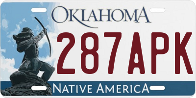 OK license plate 287APK