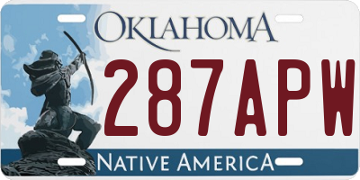 OK license plate 287APW