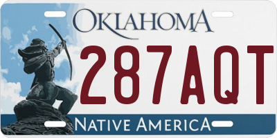 OK license plate 287AQT