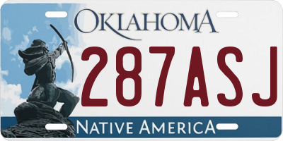 OK license plate 287ASJ