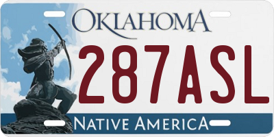 OK license plate 287ASL
