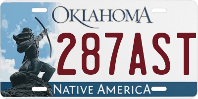 OK license plate 287AST