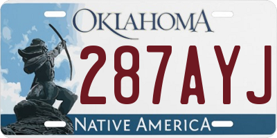 OK license plate 287AYJ