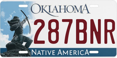 OK license plate 287BNR