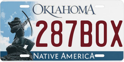 OK license plate 287BOX