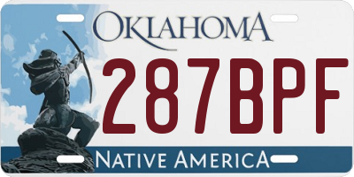OK license plate 287BPF