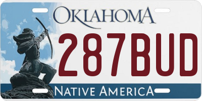 OK license plate 287BUD