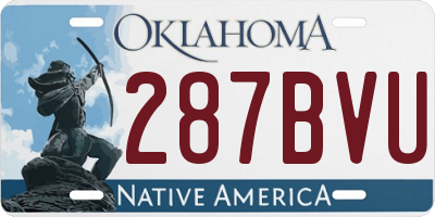 OK license plate 287BVU
