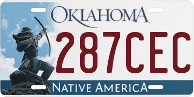 OK license plate 287CEC