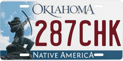 OK license plate 287CHK