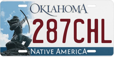 OK license plate 287CHL