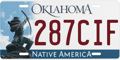 OK license plate 287CIF