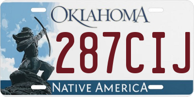 OK license plate 287CIJ