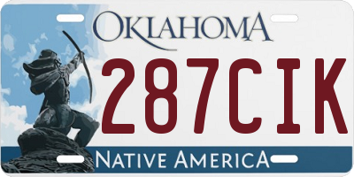 OK license plate 287CIK