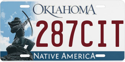 OK license plate 287CIT