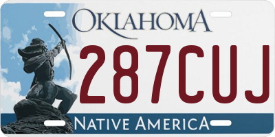 OK license plate 287CUJ