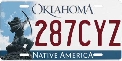 OK license plate 287CYZ