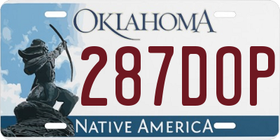 OK license plate 287DOP