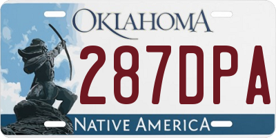 OK license plate 287DPA