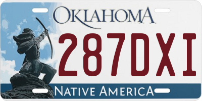 OK license plate 287DXI
