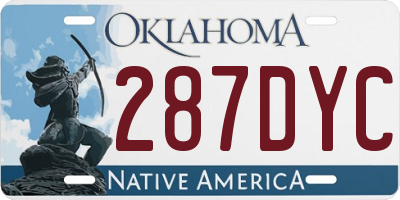 OK license plate 287DYC