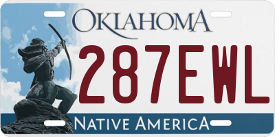 OK license plate 287EWL
