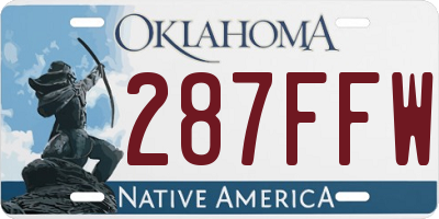 OK license plate 287FFW