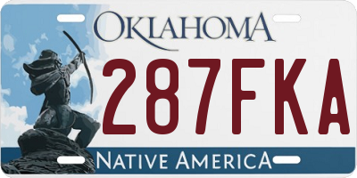OK license plate 287FKA