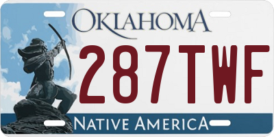 OK license plate 287TWF