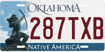 OK license plate 287TXB