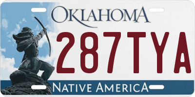 OK license plate 287TYA