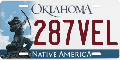 OK license plate 287VEL