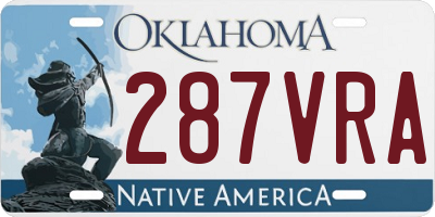 OK license plate 287VRA
