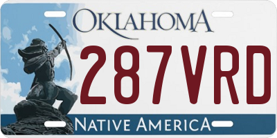OK license plate 287VRD