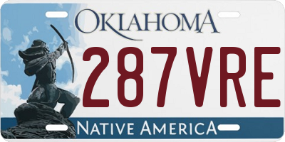 OK license plate 287VRE