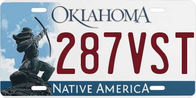 OK license plate 287VST