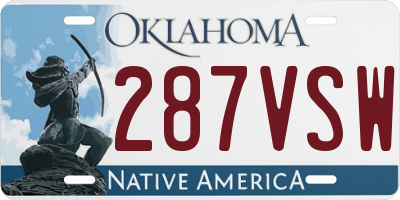 OK license plate 287VSW