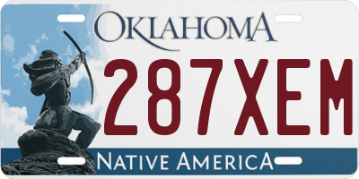 OK license plate 287XEM