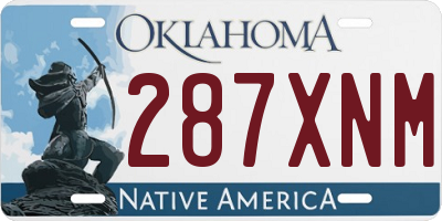 OK license plate 287XNM